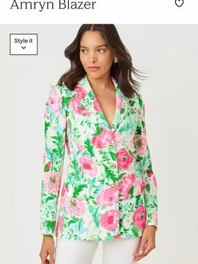 NWT Lilly Pulitzer Amryn Pink & Green Floral Blazer size 10